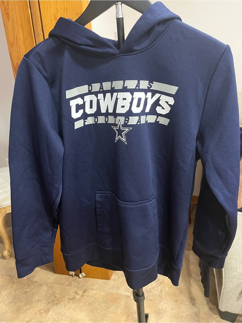 Dallas Cowboys Men's Navy Crewneck Hoodie with White Team Logo